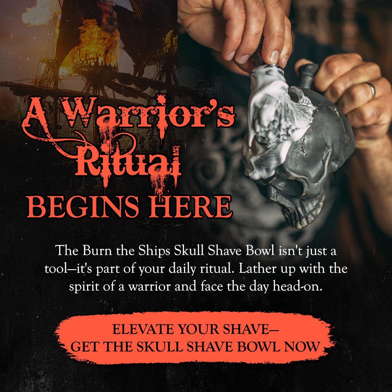 Burn The Ships Shaving Bowl | Shave Bowl Handmade Skull Shaving Mug For Shave Kit | Shaving Brush Bowl For Men | Shaving Soap Bowl | Great For Shaving Set | Shave Brush Bowl | Lather Bowl |Shave Mug