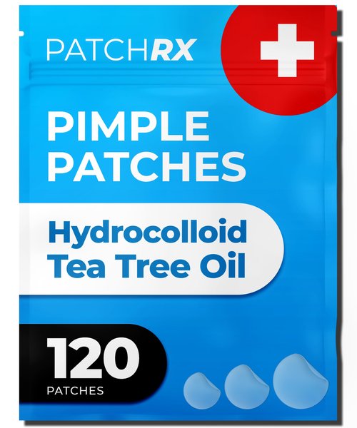 PatchRx Pimple Patches for Face (120 Patches), Hydrocolloid Acne Patches with Tea Tree Oil, Pimple Patch Pimple Stickers - Hydrocolloid Patch Acne Dots - Acne Pimple Patches For Face - Zit Patches