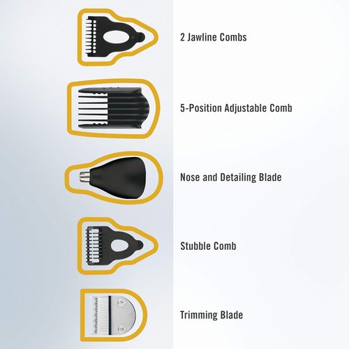 ConairMAN All-in-One Beard Trimmer - Cordless Men's Grooming Kit for Face, Nose & Ear Hair - 6 Pieces