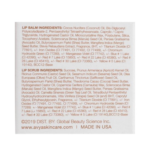 Avya Skincare Two-In-One Lip Treatment - Exfoliating Sugar Scrub & Nourishing Balm with Marula & Mango | 0.07oz