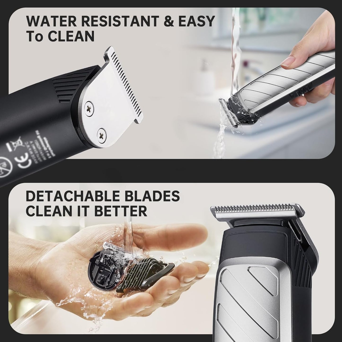 Skiennix Cordless Hair & Beard Trimmer - 3-in-1 Grooming Kit with Stainless Steel Heads | 120 Minutes Runtime