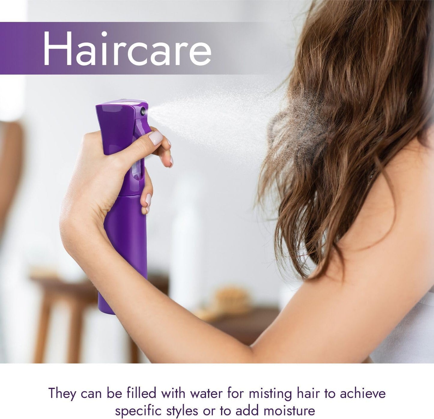 VIGOR PATH Continuous Spray Bottle - Fine Mist Mister for Hair, Cleaning & Plants | 300ml Dark Purple