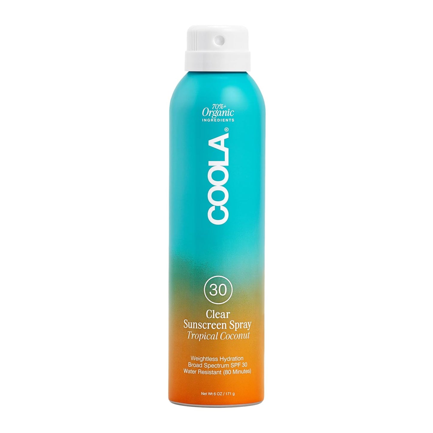 COOLA Organic Sunscreen SPF 30 - Vegan Tropical Coconut Sunblock Spray for Daily Skin Protection