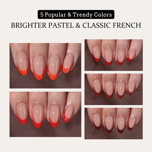 BTArtboxnails XCOATTIPS French Tip Press on Nails - Red French Tip Nails Almond, French Press on Nails Short, Soak Off Soft Gel Nail Extension 160Pcs