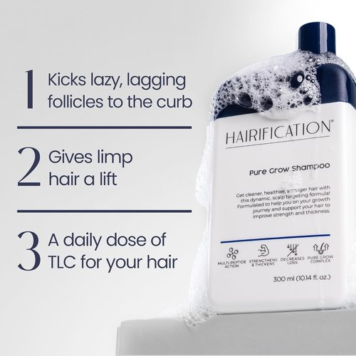 Pure Grow Shampoo - Lightweight Daily Cleanser for Fine Thinning Hair | Refreshing Scalp & Volume Boost - 300ml
