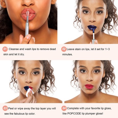 popcode Peel Off Lip Stain - Long Lasting, Transfer Proof and Waterproof Tattoo Lip Tint, Matte Finish Lip Stain Peel Off, Infused with Vitamin E & Algin & Hydroxyacetophenone, #001 Rose Wood
