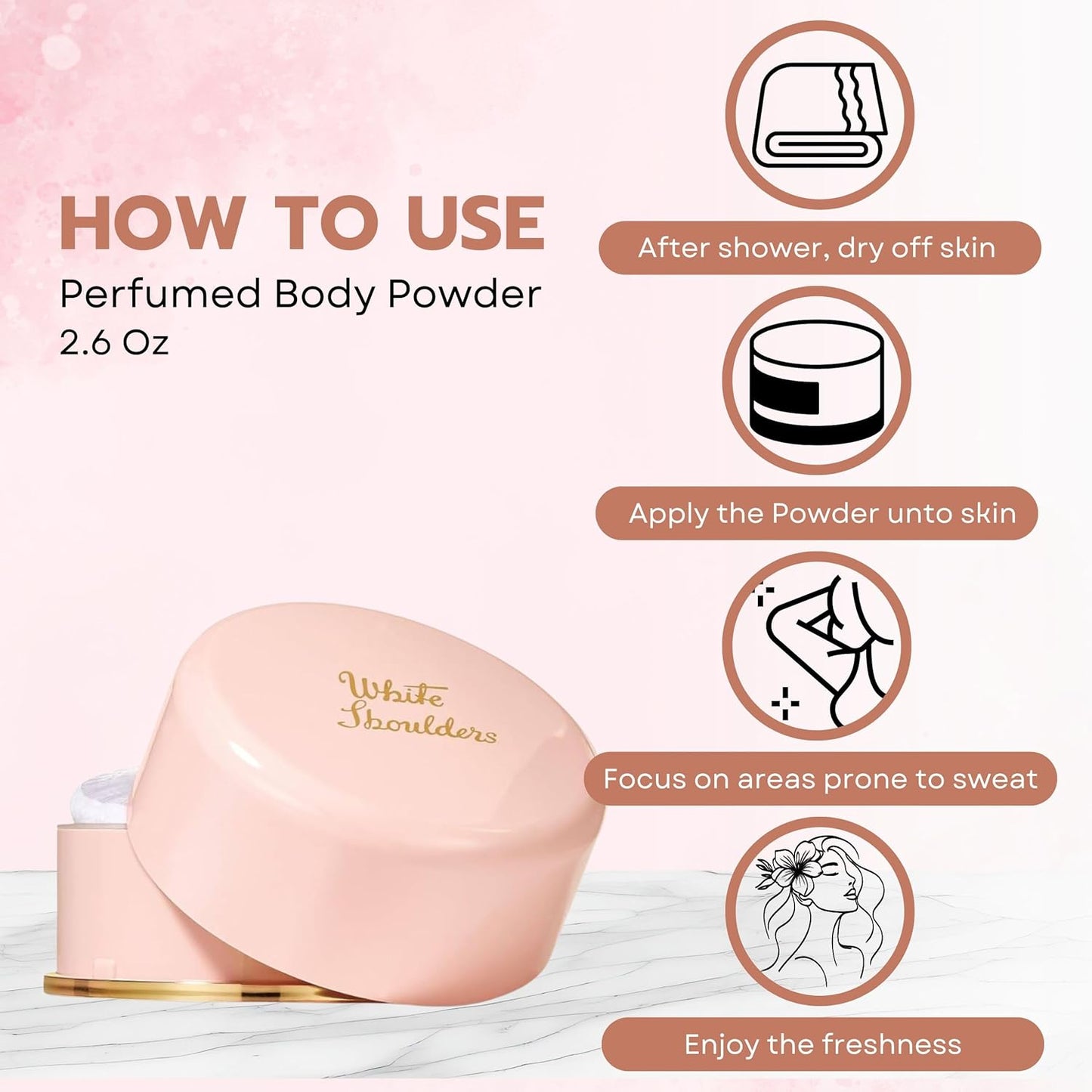 White Shoulders by Evyan Bath Powder for Women - 2.6 Oz | Luxurious Fragrance & Soft Skin