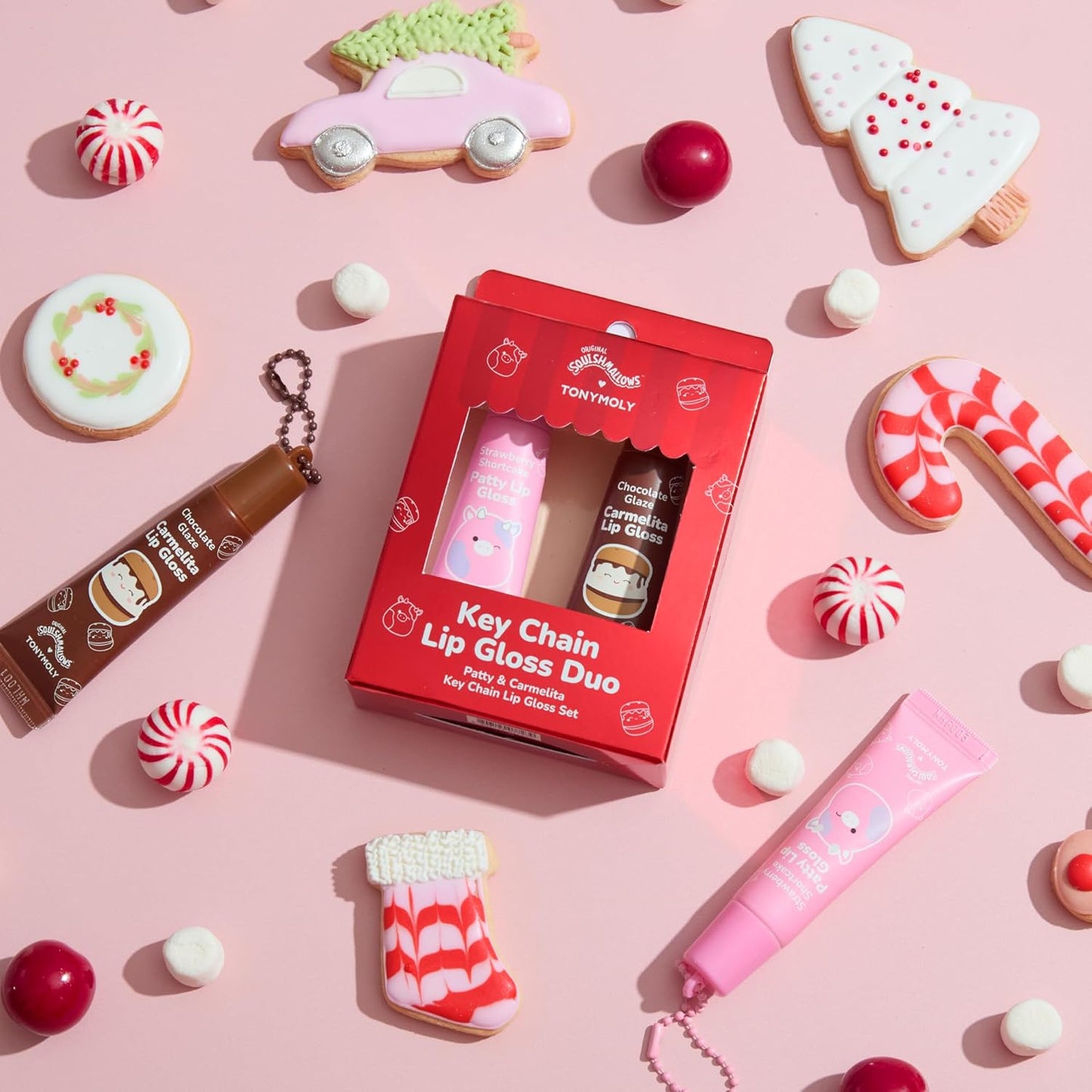 TONYMOLY Lip Gloss Gift Set - Hydrating Duo with Patty’s Strawberry Shortcake & Carmelita’s Chocolate Glaze | 2pc Holiday Edition