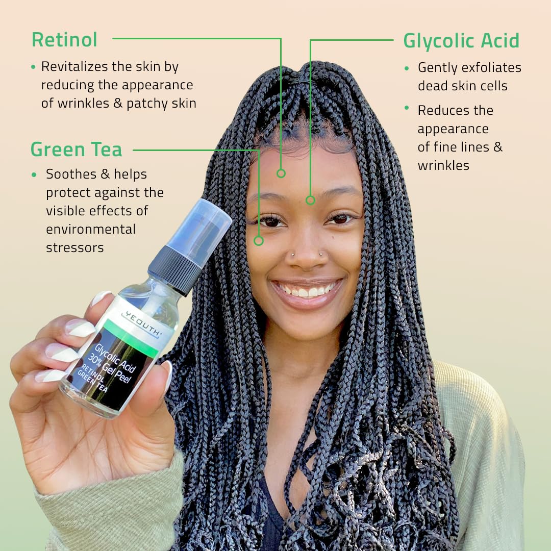 YEOUTH Glycolic Acid Peel - At-Home Chemical Exfoliator with 30% AHA & Retinol for Smooth Skin | 1oz