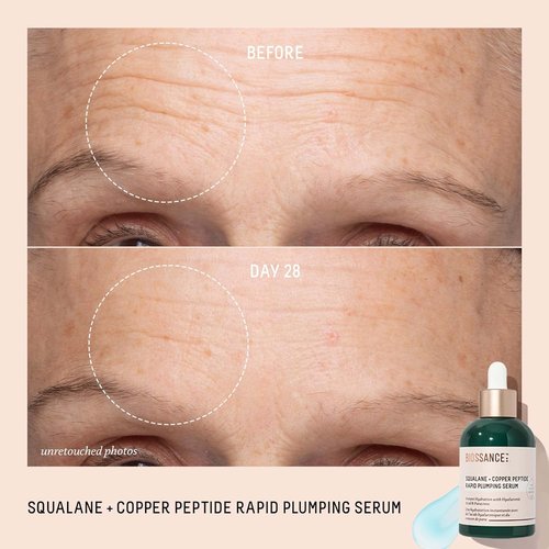 Biossance Squalane + Copper Peptide Serum - Rapidly Plump & Firm Skin, Vegan Formula for All Skin Types