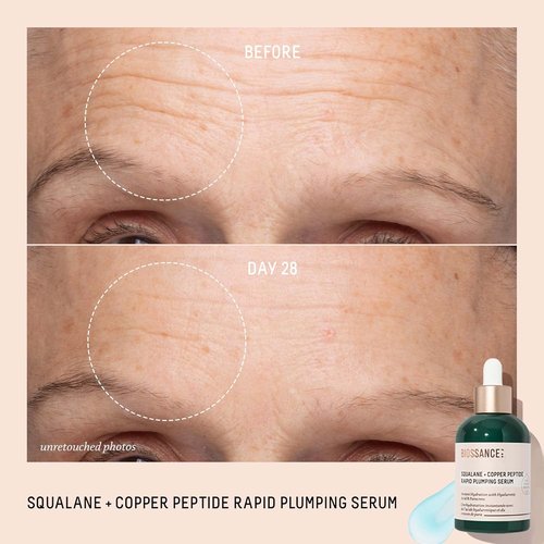 Biossance Squalane + Copper Peptide Serum - Rapid Plumping Face Serum for All Skin Types | Vegan, Hydrating, Anti-Aging