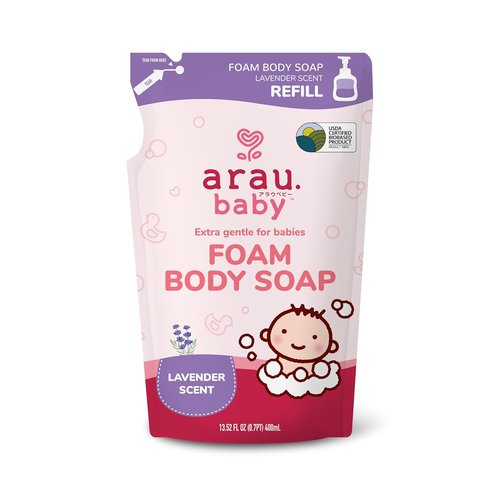 Arau Baby Foam Body Soap - Natural Plant-Based Lavender Scent | Gentle for Sensitive Skin, 15.21 Fl Oz