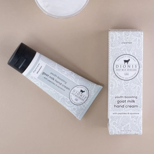Dionis Goat Milk Unscented Youth Boosting Hand Cream with Peptides and Squalane 2oz (Pack of 1)