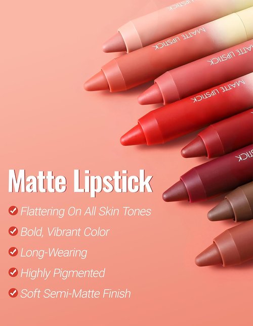 Erinde Matte Lipstick Crayon Set - 4 Long-Lasting Waterproof Velvet Shades | Vegan & Cruelty-Free