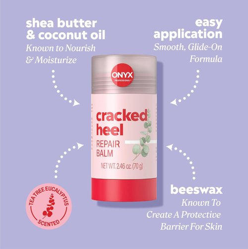 Onyx Professional Cracked Heel Repair Balm Stick - Moisturizing Tea Tree Eucalyptus Scent, 2 Pack