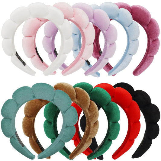 RAISEY 10 Pcs Velvet Cloth Spa Headbands for Women - Soft Hair Band for Makeup Application, Face Wash, and Beauty Routines