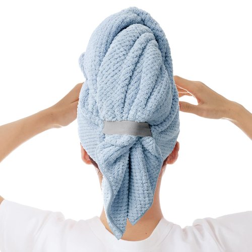 Regine Switzerland Large Microfiber Hair Towel Wrap - Anti-Frizz, Fast-Drying, Super Absorbent | Ideal for Curly & Thick Hair - Blue