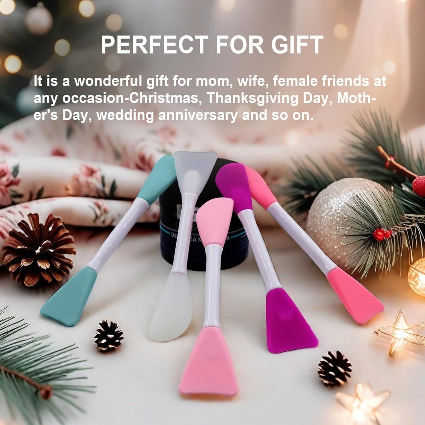 Skiennix Silicone Face Mask Applicator Brush - Double-End Handheld Tool for Cream & Clay Masks