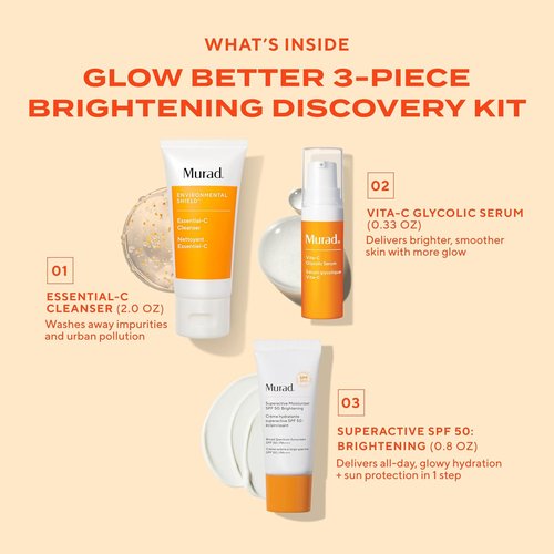 Murad Brighten Trial Kit - Vitamin C Skincare Set for Radiant, Even-Toned Skin - Travel-Friendly Size