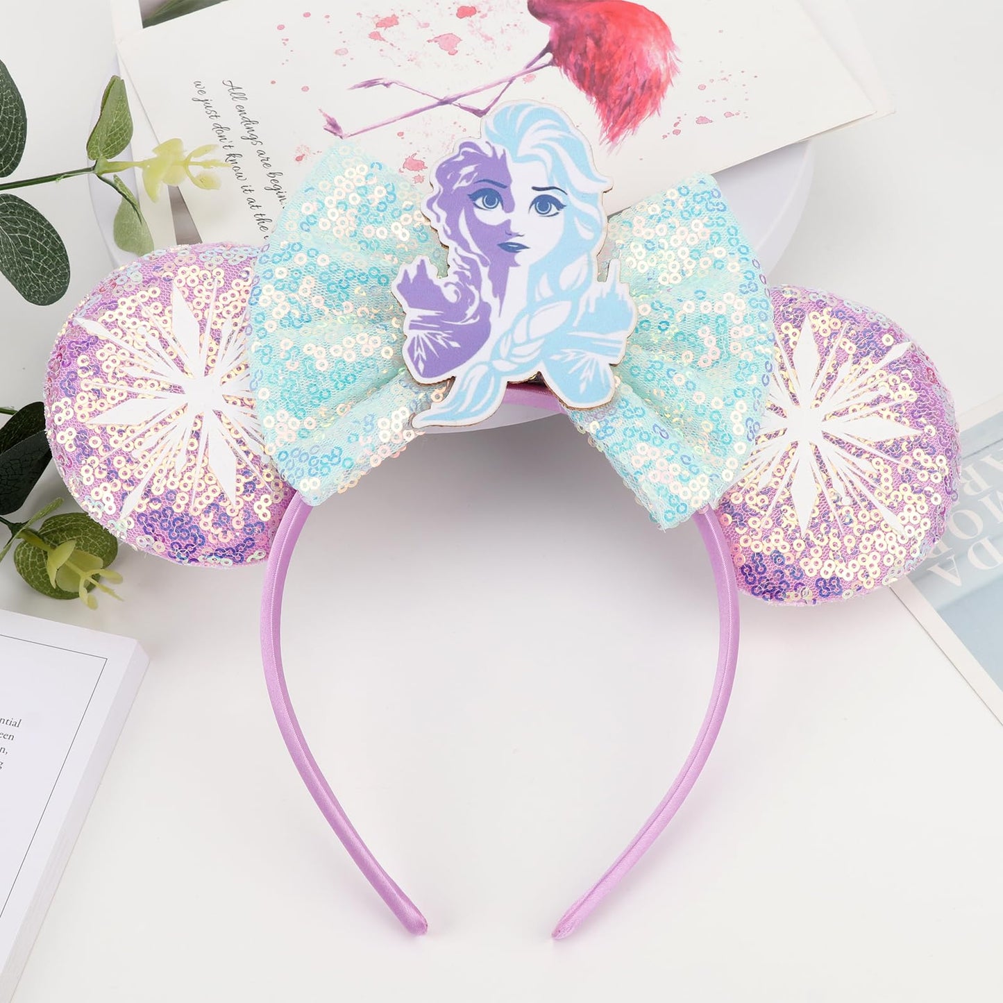 AQOKKA 1 Pcs Mouse Ears Headbands with Bow for Birthday Party, Hair Hoop Party Decoration Cosplay Costume Hair Accessories for Women & Girls