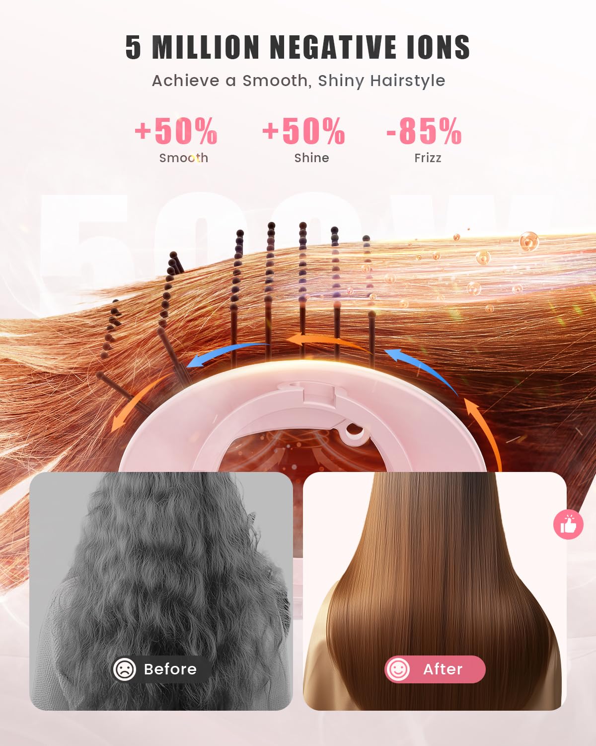 Tqcir 8-in-1 Professional Hot Air Styler - Powerful Multi-Styler with Auto-Wrap Curler | Pink