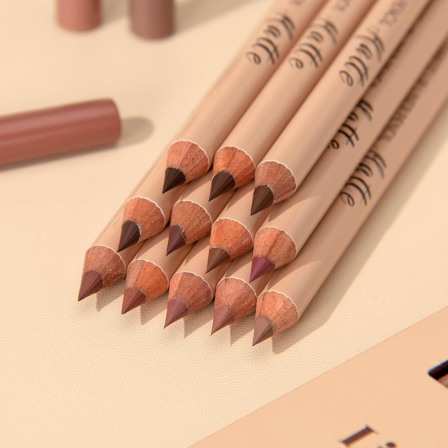 Skiennix Matte Lip Liner Set - 12 Ultra-Fine Brown Tone Shades for Long-Lasting, High Pigment Makeup