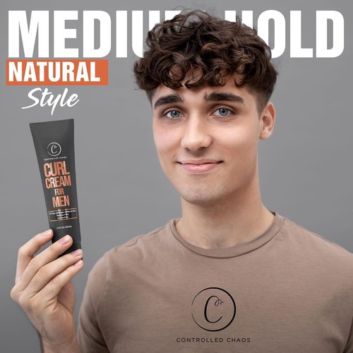 Controlled Chaos Curl Cream for Men - Sulfate-Free Styling Cream for Wavy & Curly Hair (3.4oz)