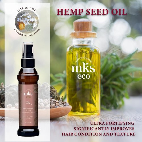 MKS Eco Oil - Hair Styling Elixir with Moroccan Argan & Hemp Seed Oil - Nourish, Control Frizz & Smooth Hair - Vegan & Cruelty Free