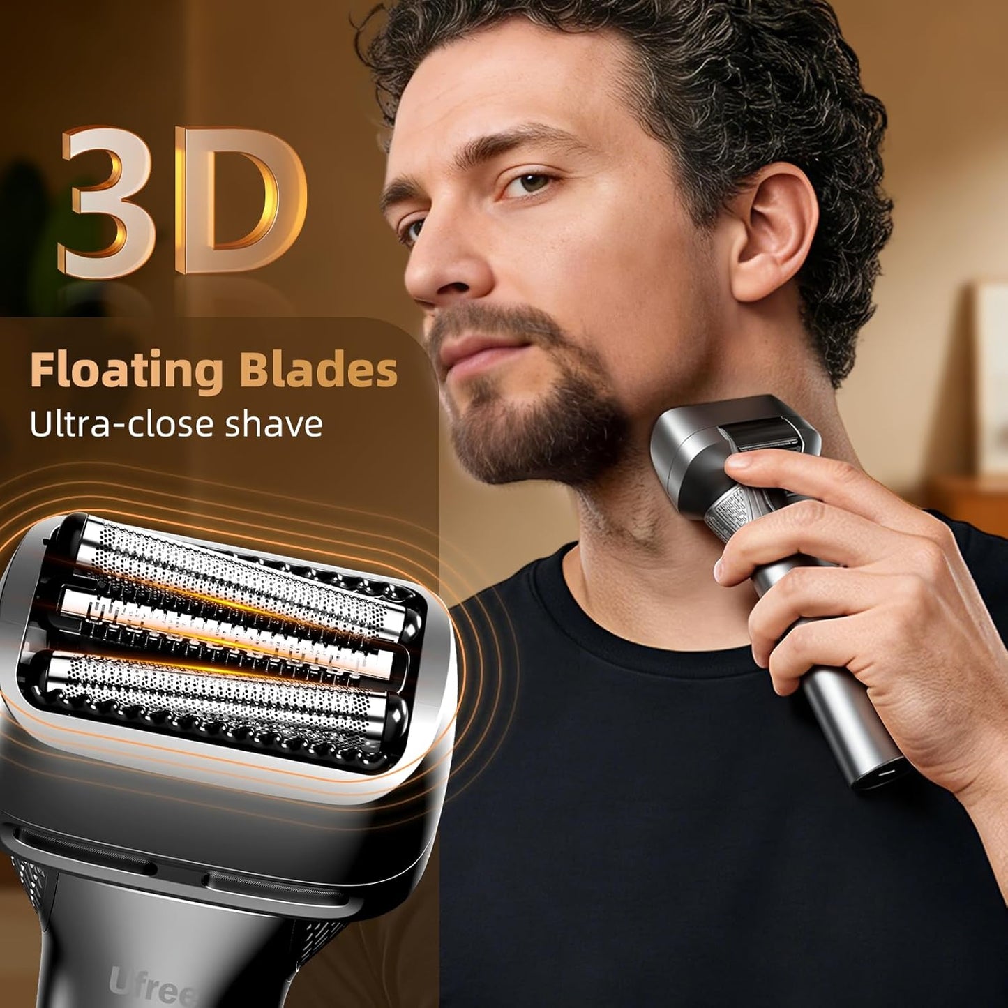Ufree Foil Shaver - 8,500 RPM Electric Razor for Men | Wet & Dry, Rechargeable, IPX7 Waterproof, Silver