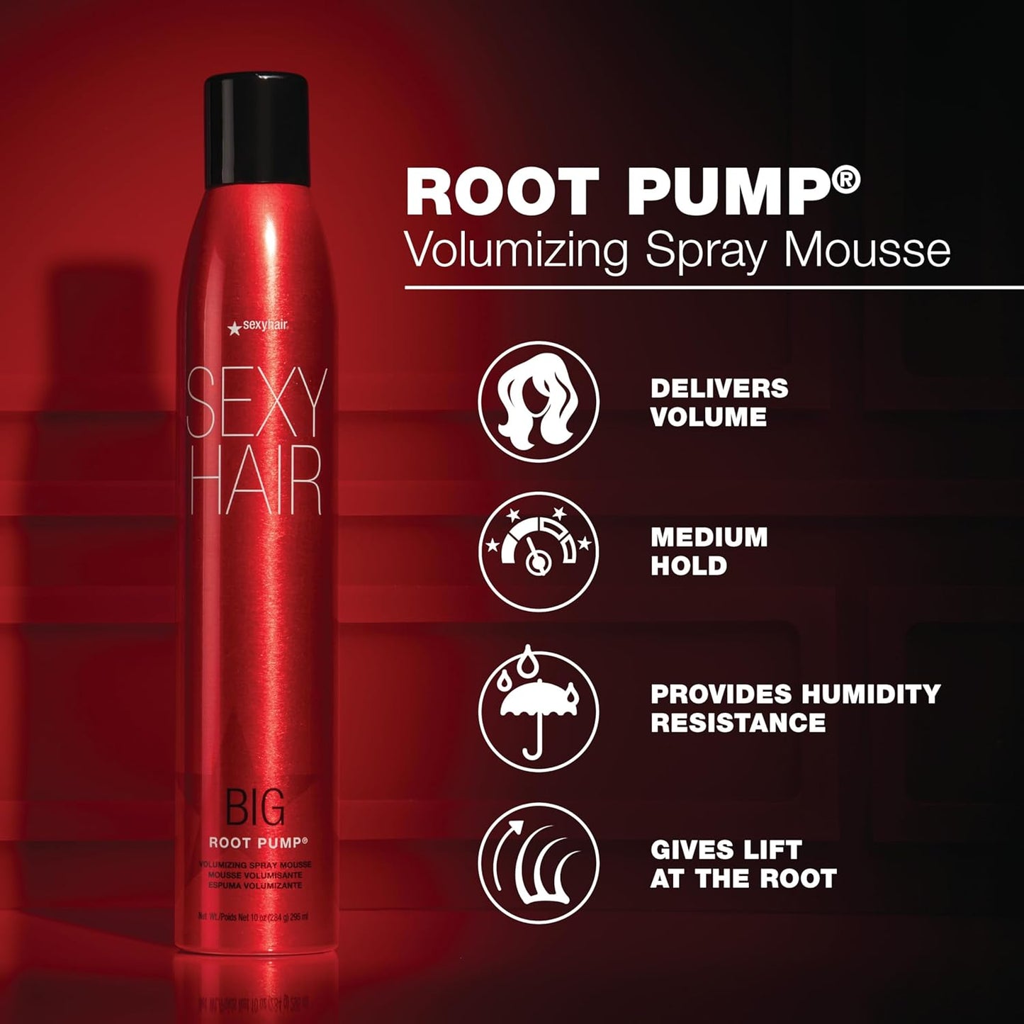 SexyHair Big Root Pump Volumizing Spray Mousse | Volume with Medium Hold | Up to 72 Hour Humidity Resistance