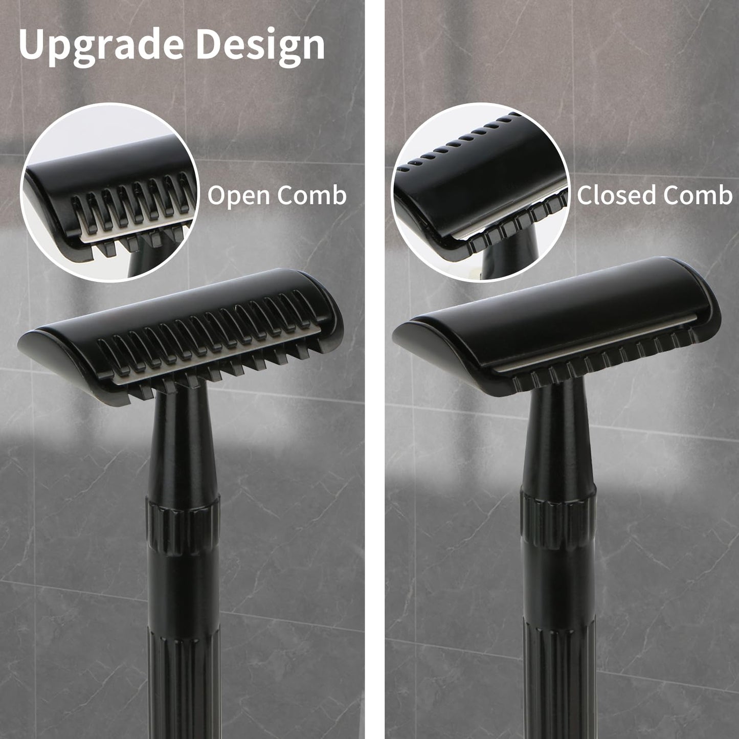 Matte Black Double Edge Safety Razor, Single Blade Razors for Men and Women, with 10 Stainless Steel Safety Razor Blades, Reusable, Eco-friendly, Smooth and Close Shaving, Plastic Free