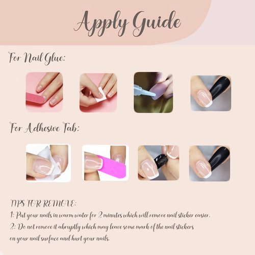 BABALAL Square Press on Nails - Medium White French Tip Glue on Nails, Gold Acrylic Squoval False Nails, 24pcs for Women & Girls