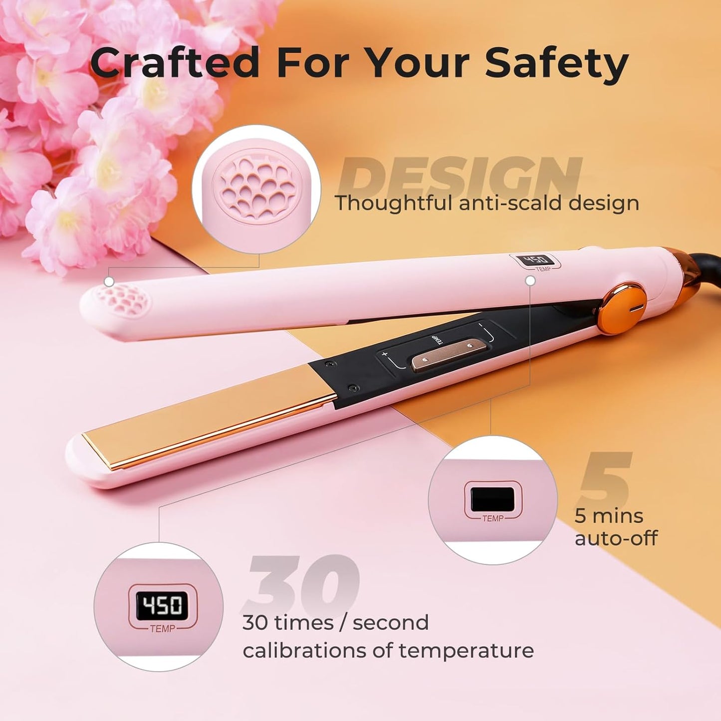 TYMO 2-in-1 Flat Iron Hair Straightener & Curler - 10s Fast Heating, 1 Inch Titanium, 32 Temp Settings