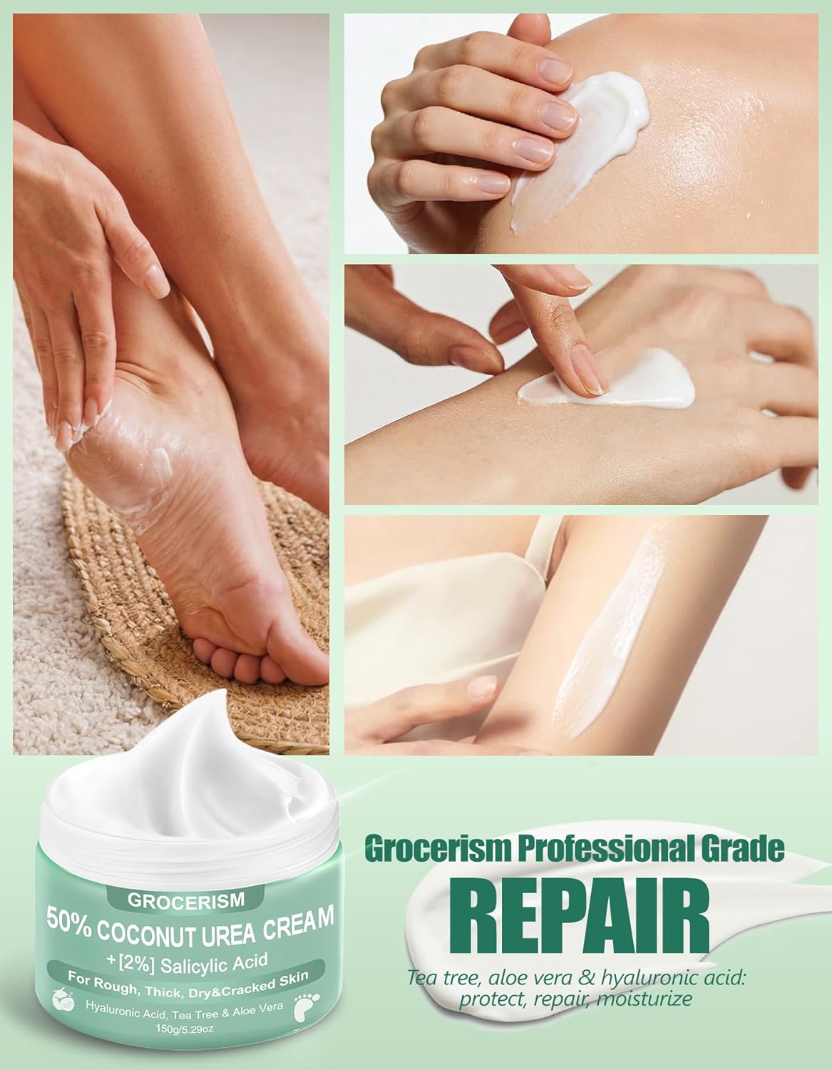 Urea Cream 50% for Feet - Maximum Strength Foot & Hand Cream with Salicylic Acid, Tea Tree & Aloe Vera | 5.29 oz