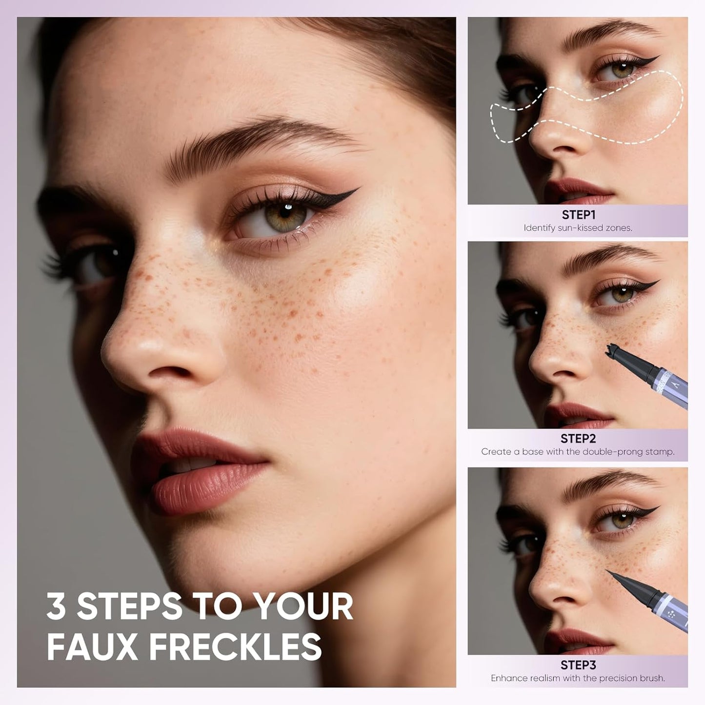 2CHILL Dual Ended Freckle Pen - 2-in-1 Microblading & Eyebrow Pen | Waterproof Natural Freckles (02 Brown)