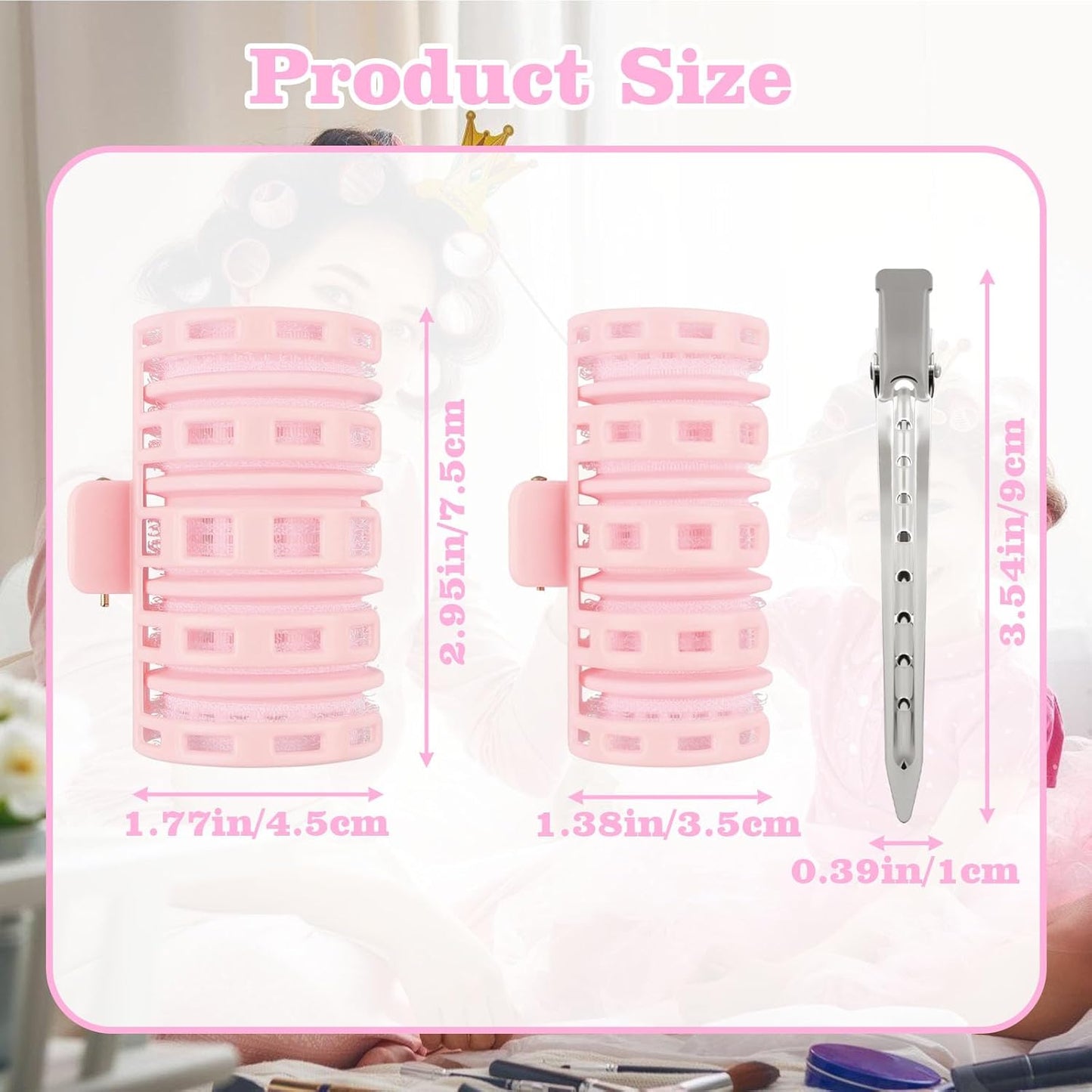 Skiennix 2-in-1 Hair Rollers Set - 6 Pcs Curlers with Styling Clips for All Hair Types
