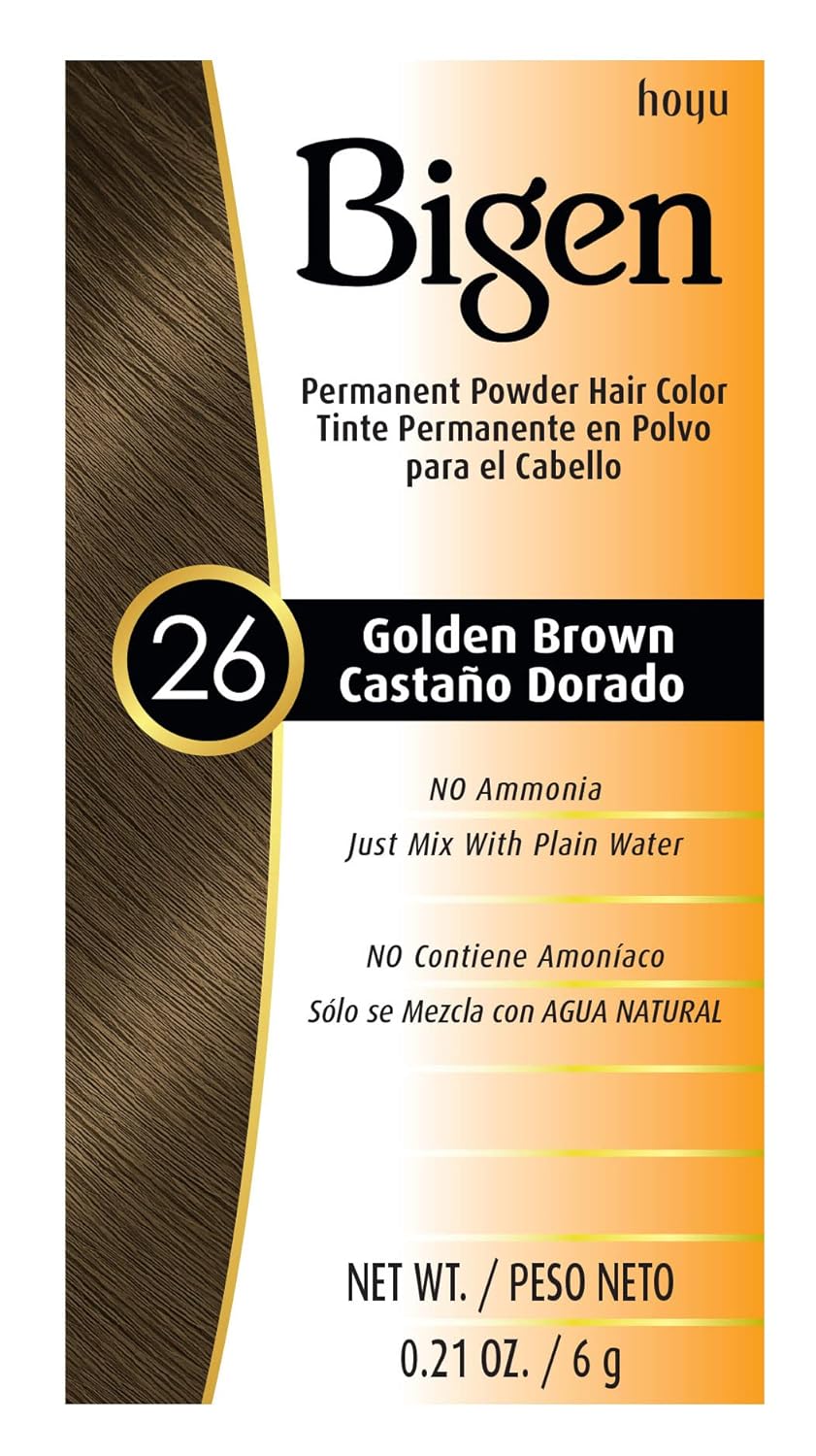 Bigen #26 Golden Brown Permanent Hair Color Powder - Long-Lasting Formula | 6 Pack