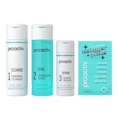 Proactiv 3 Step Acne Treatment System - 60 Day Complete Skincare Kit with Benzoyl Peroxide & Pimple Patches