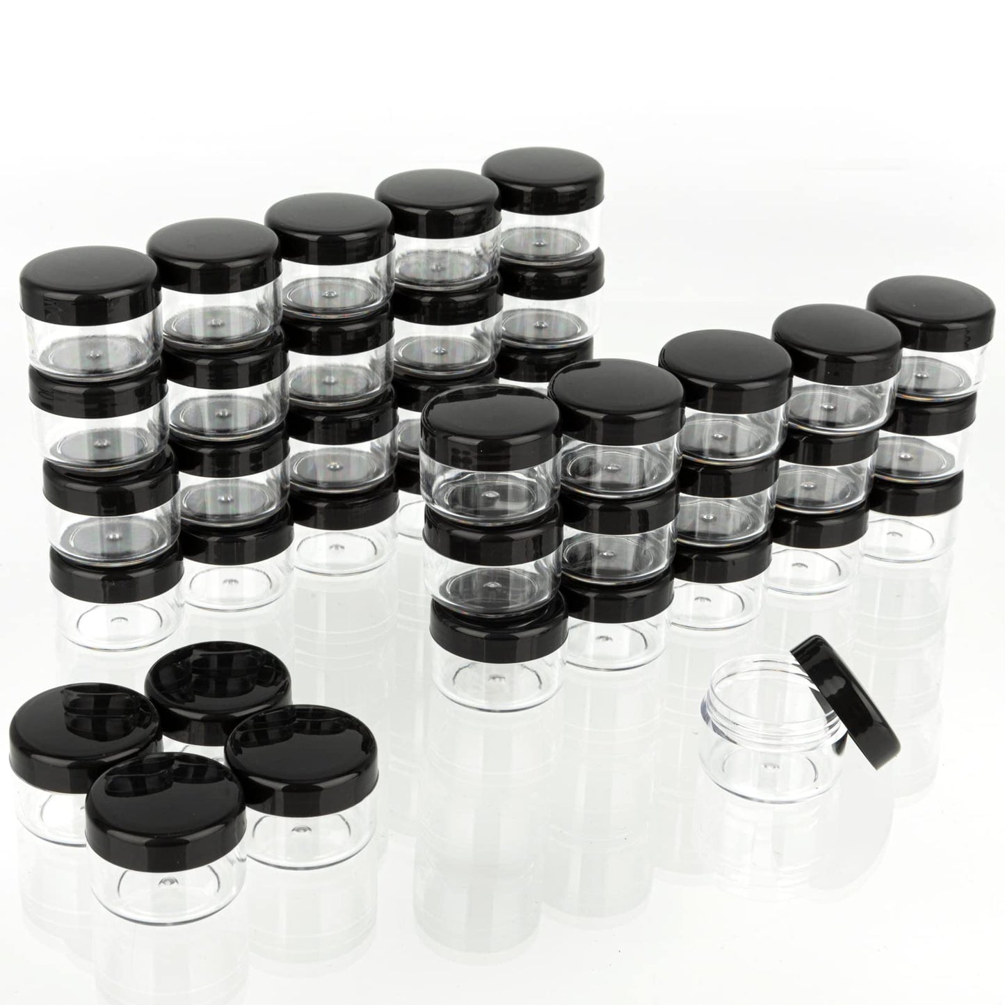 ZEJIA 5 Gram Sample Containers with Lids, 50PCS Mini Makeup Containers, Empty Plastic Travel Cosmetic Containers with Labels
