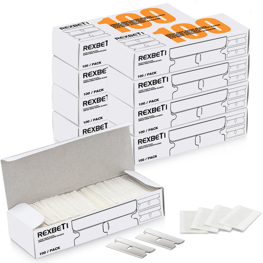 REXBETI 800PCS Single Edge Razor Blades, Industrial Scraper Razor Blades, One Edge Razor Blade, Replacement Box Cutter Blades, Suitable for Removing Labels, Decals, Stickers
