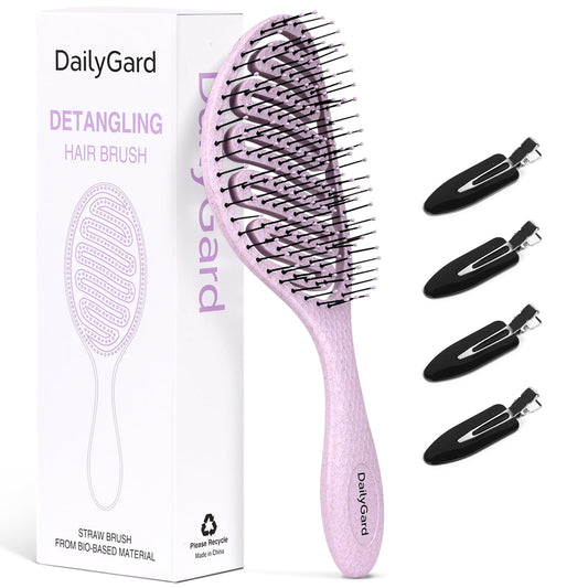 Daily Gard Detangling Brush, Dry and Wet Vented Detangler Hair Brush for Women and Men, Paddle Quick Drying Hairbrush for Wet/Dry/Curly/Thick/Long/Wavy/Damaged Hair, Purple