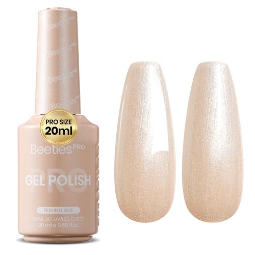 Beetles Pro Pearl Gel Polish - Feeling Fine, 20ml Champagne Gold Gel Nail Polish, Professional Nail Tech Formula, High Pigment Soak Off UV LED Long Lasting
