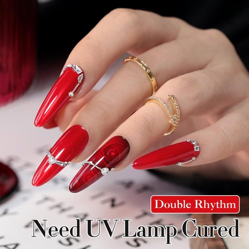 Double Rhythm 15ML Gel Polish Pure Sheer Same Color Same Bottle Soak Off Gel Polish Art Manicure Salon DIY at Home for Women (Jelly Red-A1450)