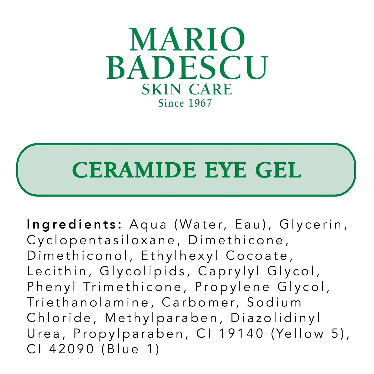 Mario Badescu Ceramide Eye Gel for All Skin Types | Oil Free Eye Gel that Tightens and Smoothes | Formulated with Ceramides & Glycerin, 0.5 Ounce