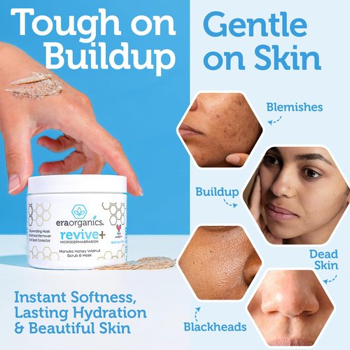 Manuka Honey Exfoliating Face Scrub – Gentle Microdermabrasion Face Exfoliator to Help Smooth, Soften & Balance with Moisturizing Organic Superfoods