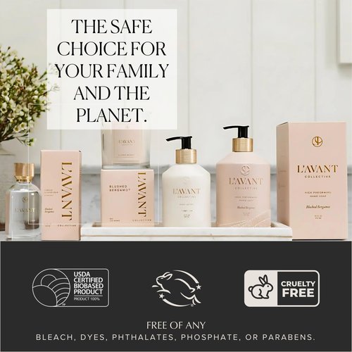 L'AVANT Collective Luxury Hand Lotion - High Performing Moisturizing Hand Cream for Dry, Cracked Hands, Nails & Cuticles - Hydrating Shea Butter Formula (10 oz, Blushed Bergamot)