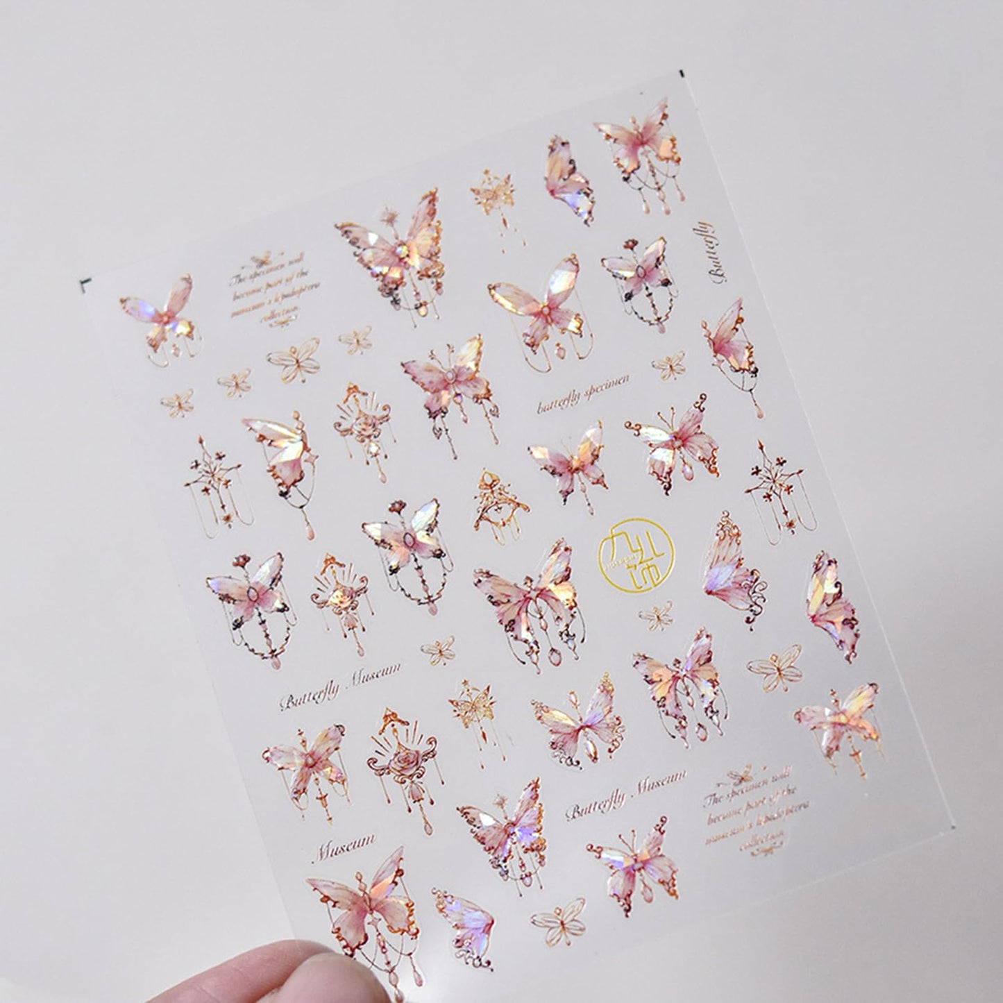 Shell Light Butterfly Nail Art Stickers 5D Embossed Nail Decals Pink Butterfly Nail Art Design Self Adhesive Nail Supplies Spring Butterfly Nail Stickers for Women Nail Decoration (Pink Butterfly)