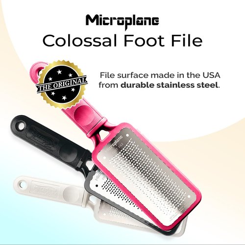 Microplane Colossal Foot File - Original Stainless Steel Callus Remover & Gentle Foot Scrubber | Pink