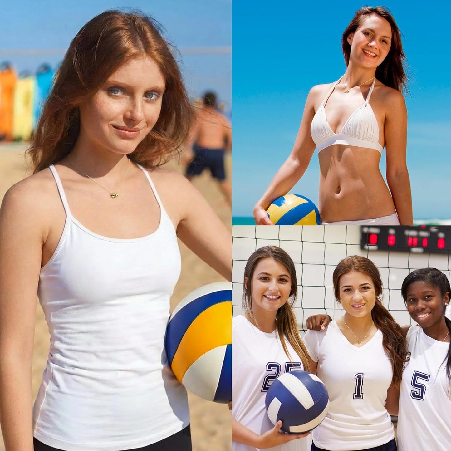 Volleyball Initial Necklace by [Brand Name] - A-Z Letter Design | Perfect Gift for Volleyball Lovers