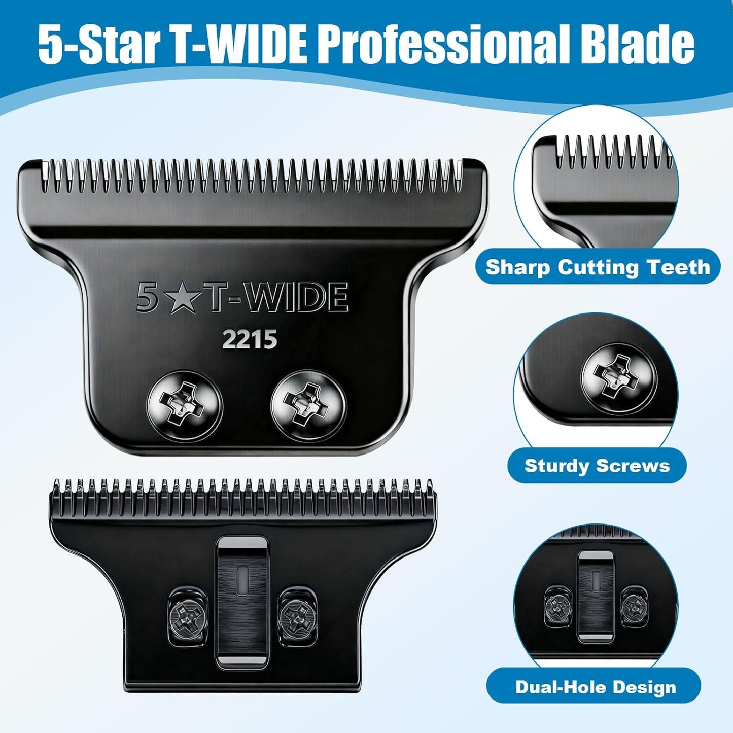 Wahl 2215 Adjustable Zero-Gap T Blade Replacement - Compatible with 5 Star Detailer Li Trimmer (Black)